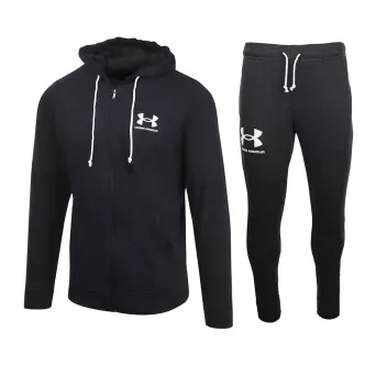 rival terry black full zipper hooded under armour suit