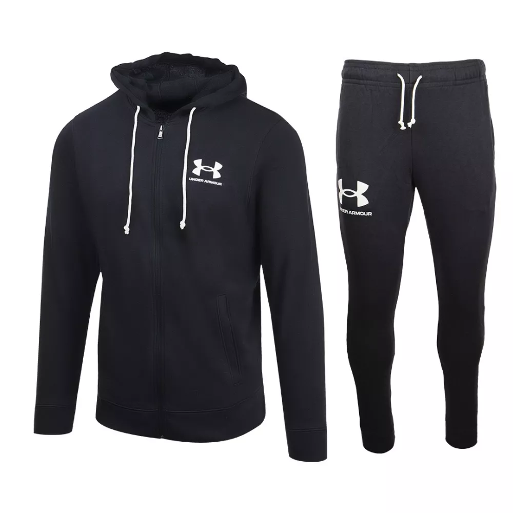 tuta rival terry nera full zip con cappuccio under armour