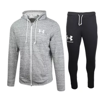 tuta rival terry grigia full zip con cappuccio under armour