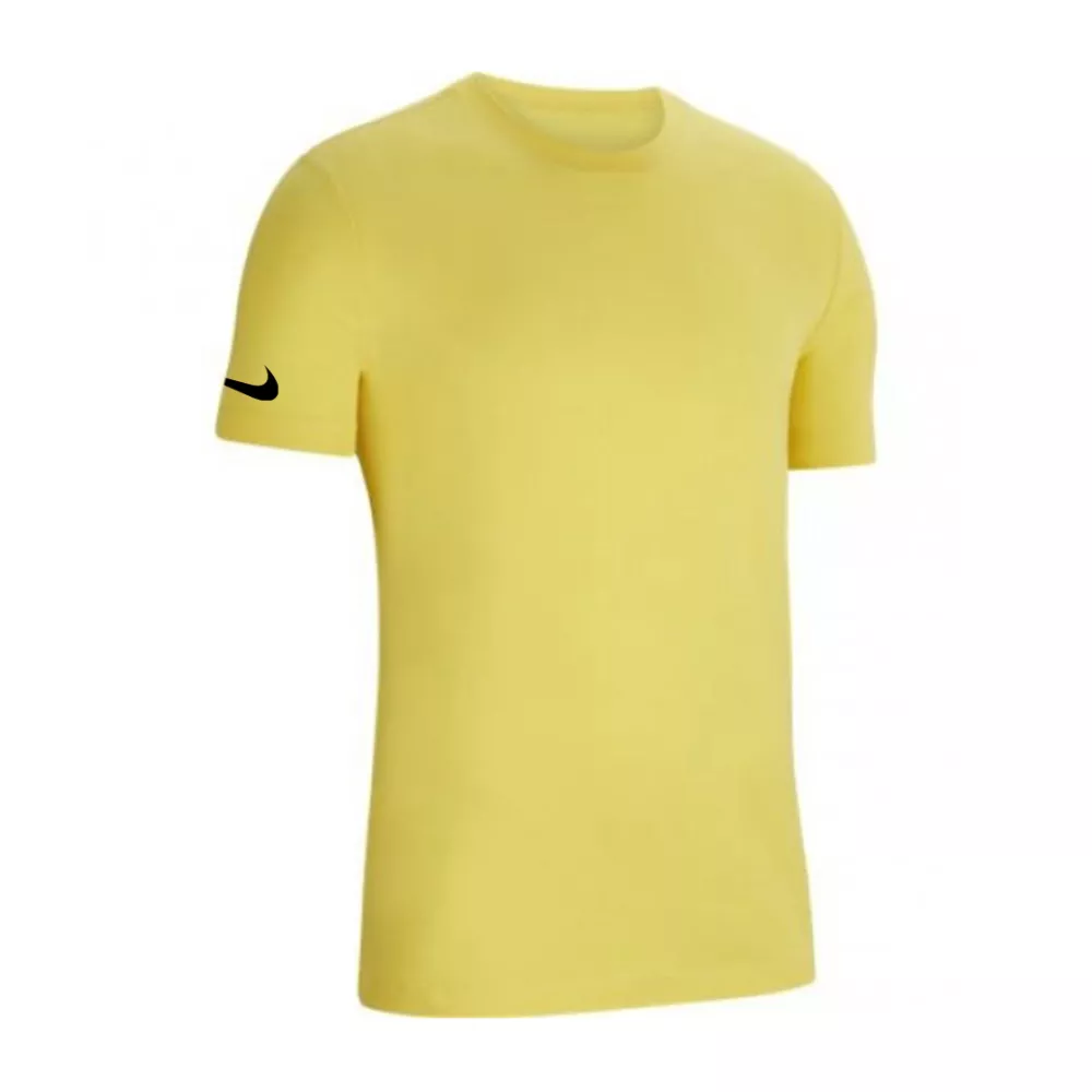 yellow nike swoosh t shirt on sleeve