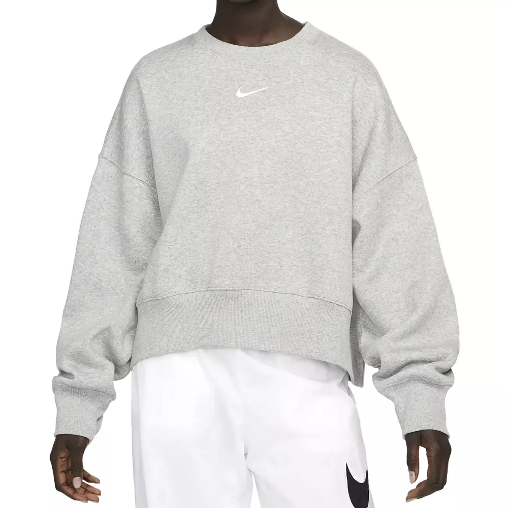 women's light gray short oversized nike crewneck sweatshirt