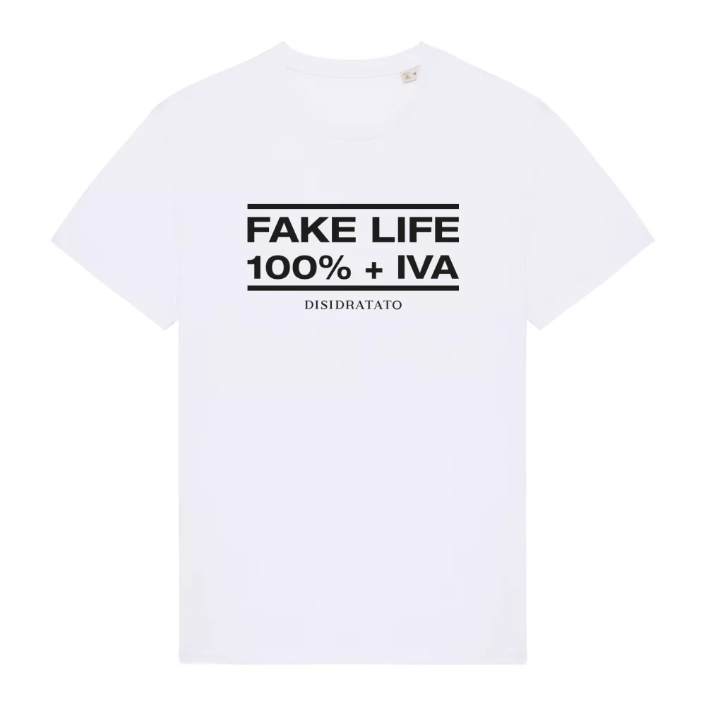 t-shirt unisex Fake Life bianca