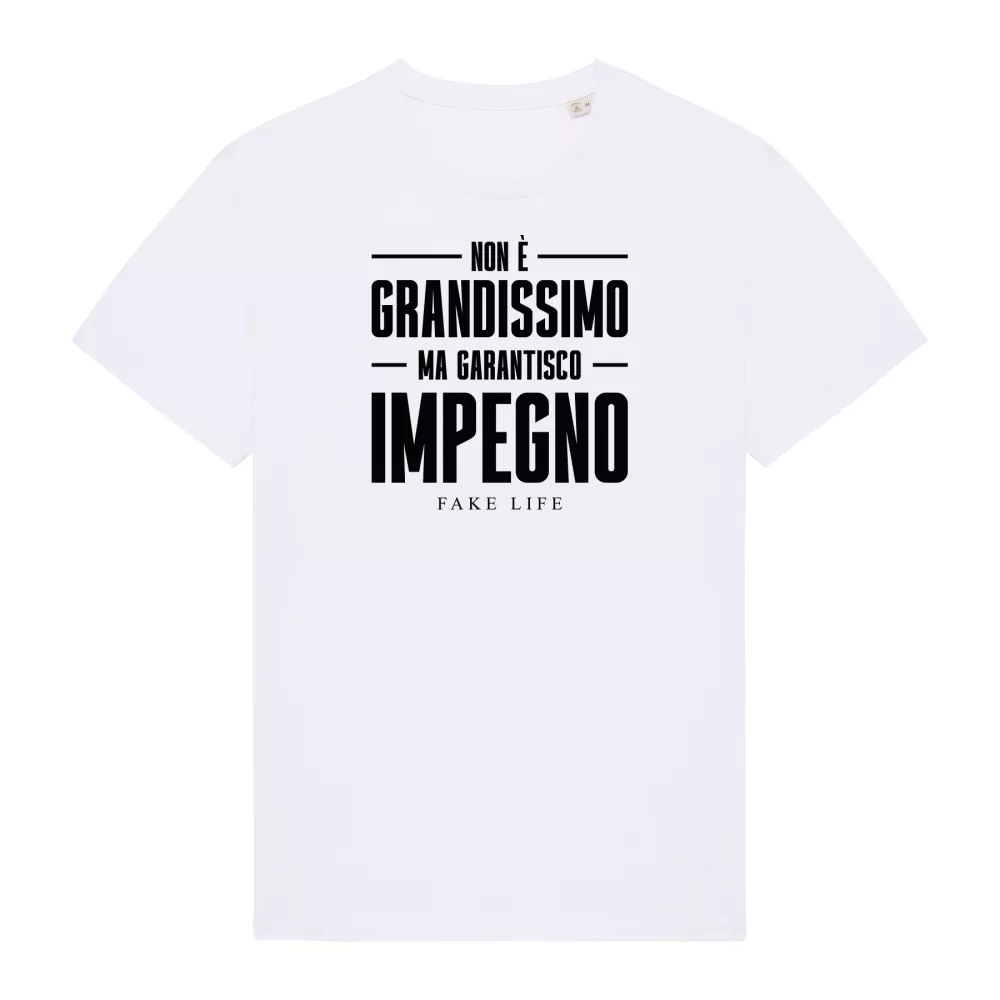 "Non è grandissimo ma garantisco impegno" white t-shirt