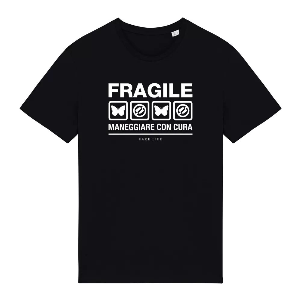 "Fragile, maneggiare con cura" black t-shirt