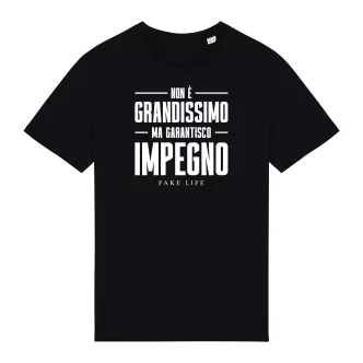 T-shirt nera "Non è grandissimo ma garantisco impegno"