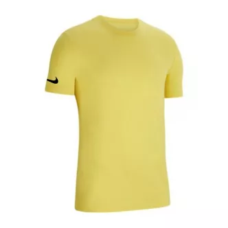 yellow nike swoosh t-shirt on sleeve