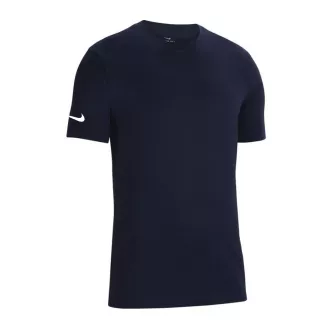 blue nike swoosh t-shirt on sleeve