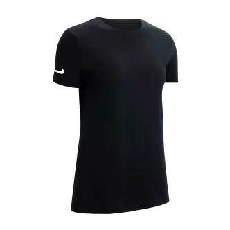 women's black nike swoosh t-shirt on sleeve