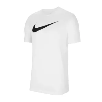 white nike t-shirt with black swoosh