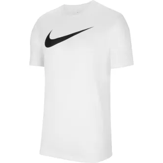 white nike t-shirt with black swoosh